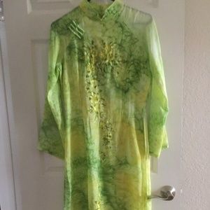 Green Vietnamese dress